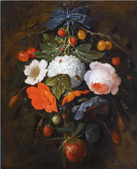 A Festoon Of Flowers And Fruit