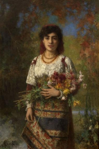 Gypsy Girl With Flowers