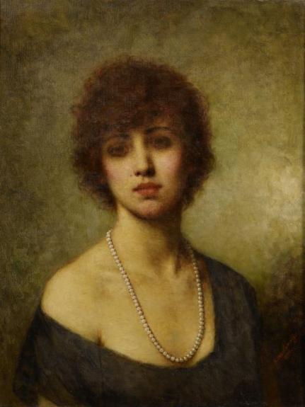 Portrait Of A Young Lady Wearing Pearls