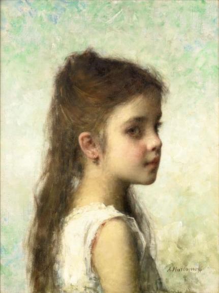 Young Girl Before A Blue Background