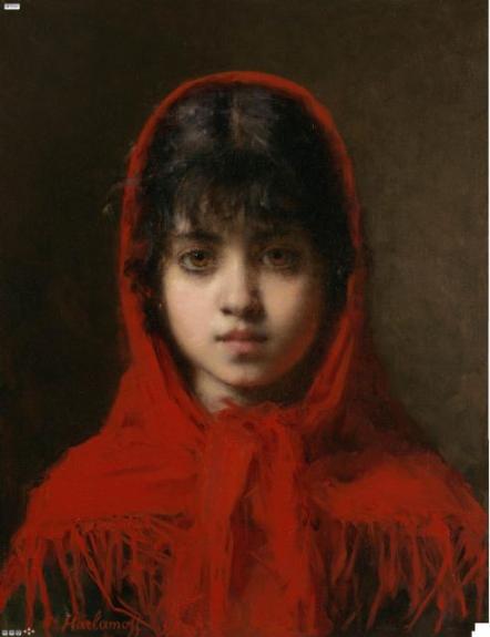 Young Girl With Red Shawl