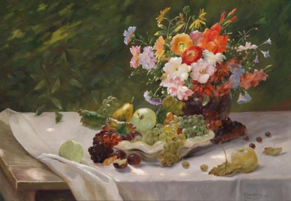 Large Flower and Fruit Still Life