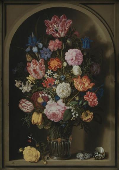 Bouquet Of Flowers In A Stone Niche