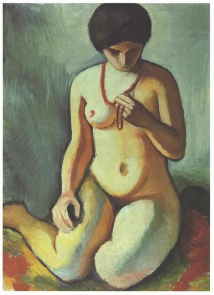 Female Nude With Coral Necklace