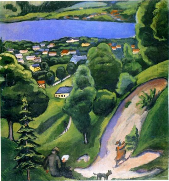 Landscape On The Teggernsee With A Reading Man