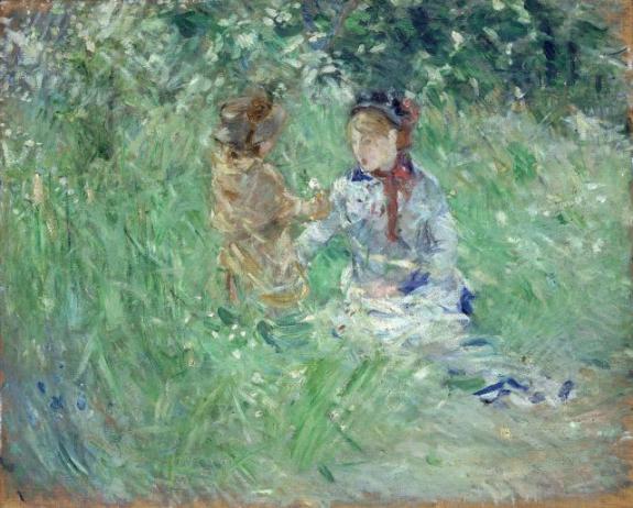 Woman And Child In The Garden At Bougival