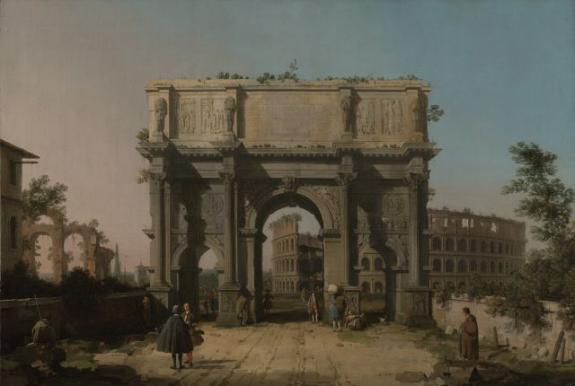 View Of The Arch Of Constantine With The Colosseum