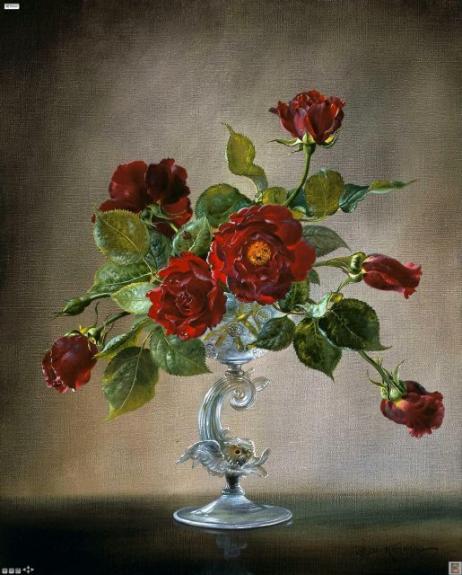 Red Roses In A Glass Vase