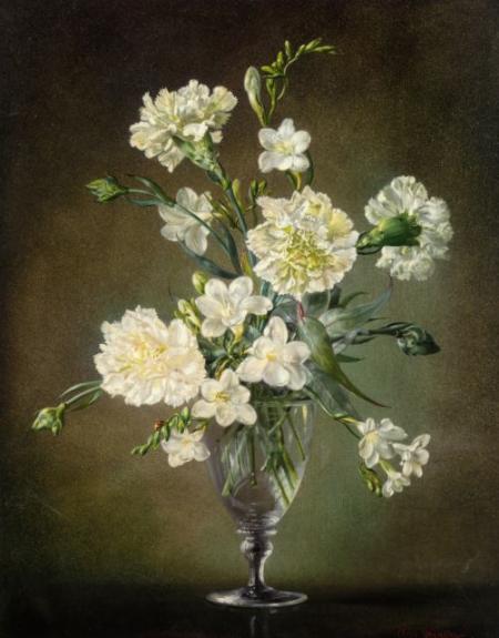 Still Life With Carnations And Freesias