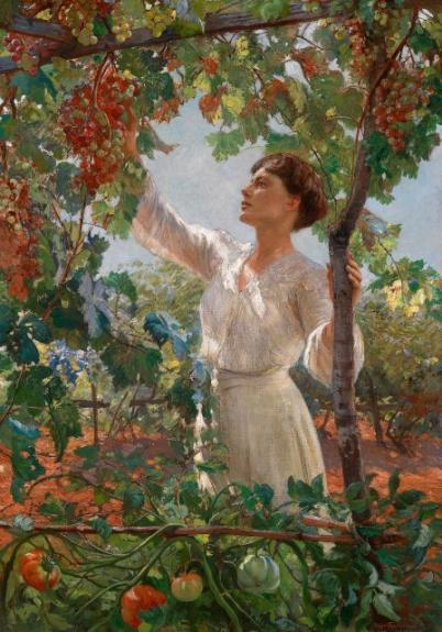 Young Woman In An Arbour Of Vines