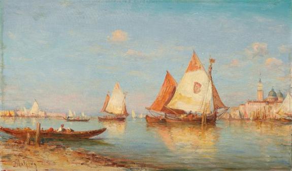 View Of Venice With Sailing Boats In The Foreground