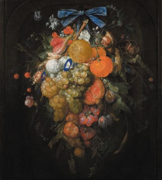 Cornelis De Heem Festoon With Fruit And Flowers