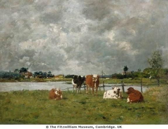 Cows In A Field Under A Stormy Sky