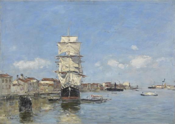 Venise Navire A Quai. Canal De La Giudecca