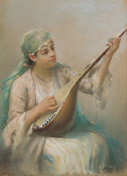 Woman Playing A String Instrument