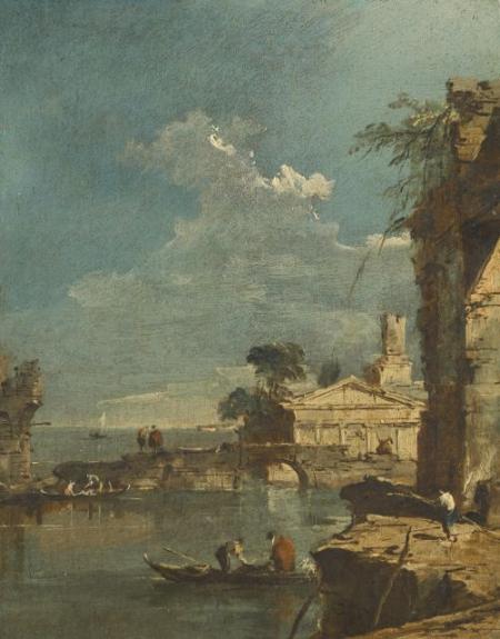 A Capriccio With Figures At The Edge Of A Lagoon