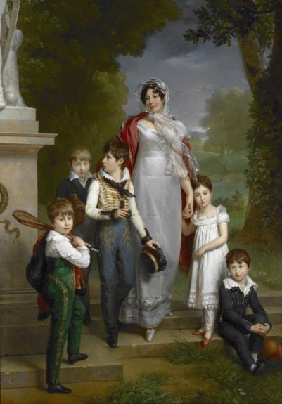 Portrait of Louise-Antoinette-Scholastique Gehenuc, Marechale Lannes, Duchesse de Montebello, with her children