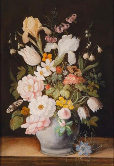 Flower Still Life With Butterflies