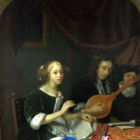 A Woman Singing And A Man With A Cittern