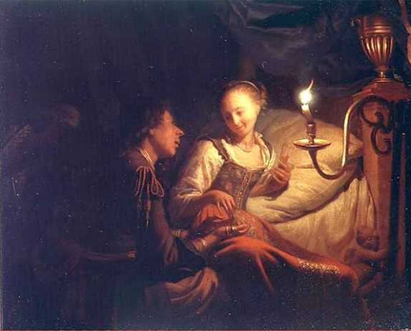 An Man Offering Gold And Coins To A Girl