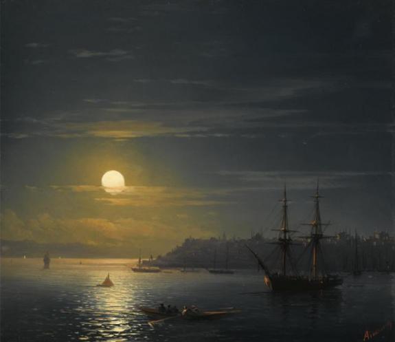 View Of Constantinople In Moonlight