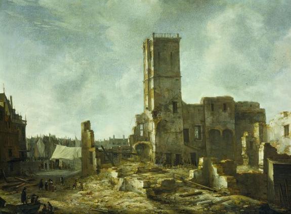The Ruins Of The Old Town Hall Of Amsterdam After The Fire Of 7 July 1652.110 145 Cm