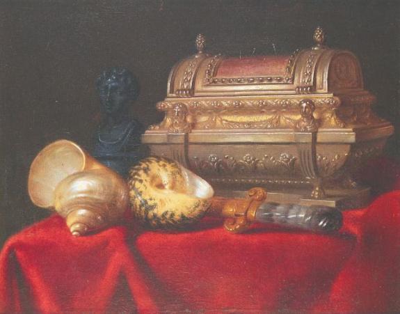 Nature Morte Au Coffret A Epingles Et Aux Coquillages