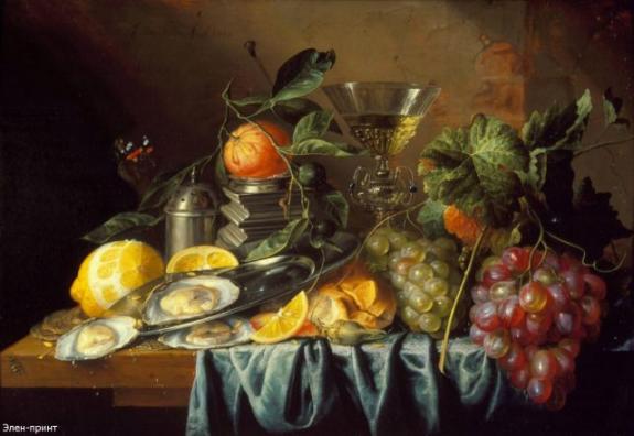 Still Life With Oysters And Grapes