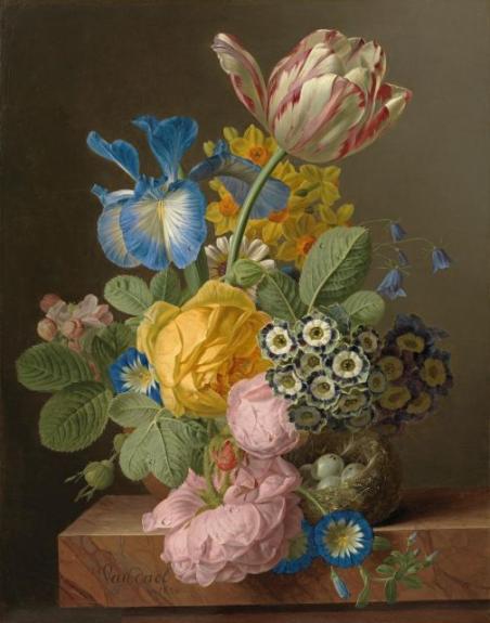 A Still Life Of Roses, A Tulip, An Iris, Morning Glory