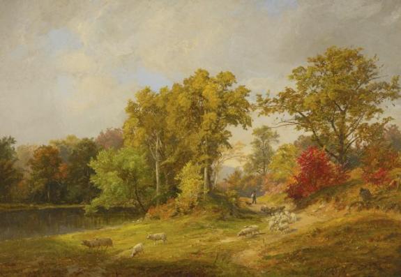 Autumn Landscape With Shepherd