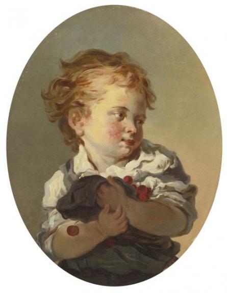 Young Boy Holding Cherries