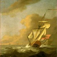 A ketch-rigged royal yacht in a breeze