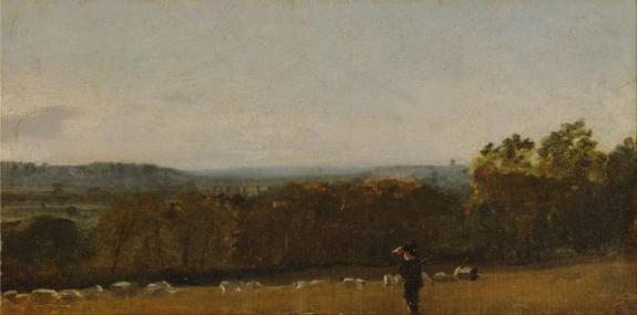 Shepherd In A Landscape Looking Across Dedham Vale Towards Langham