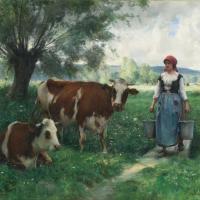 A Milkmaid With Her Cows At Pasture