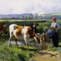 Milkmaid With Cows