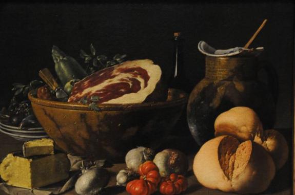 Still Life With Bread, Ham, Cheese, And Vegetables