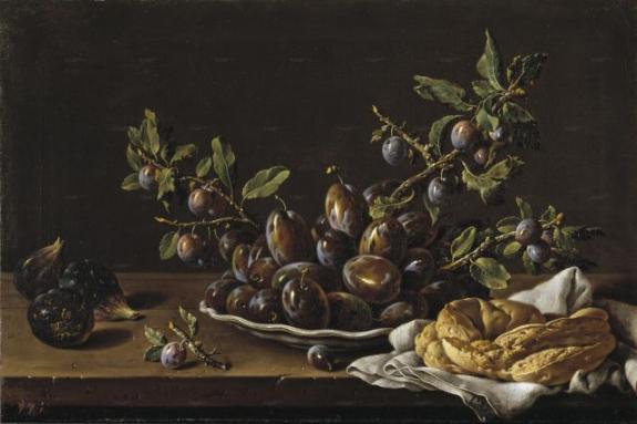 Still Life With Plums, Figs And Bread