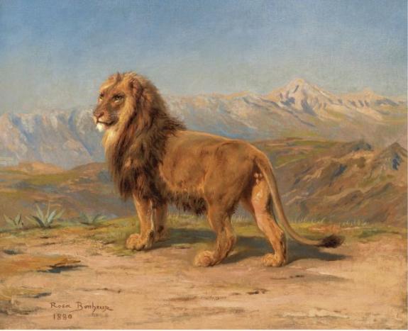 Lion In A Mountainous Landscape