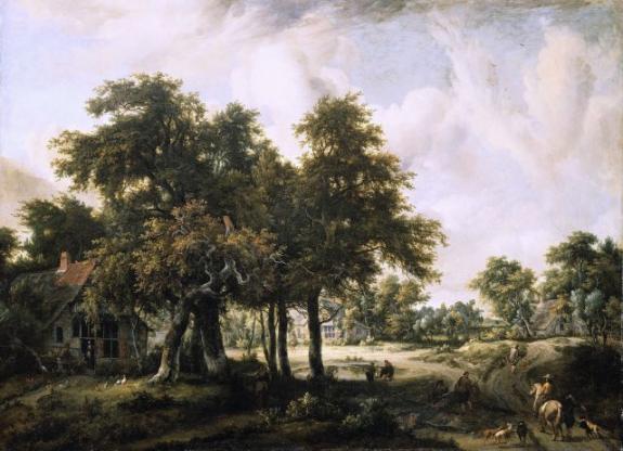 Wooded Landscape With Cottages