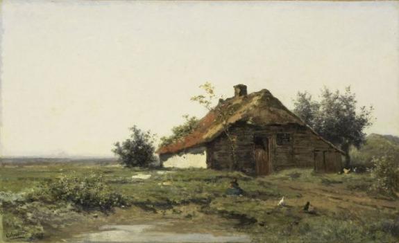 Farmhouse in open field