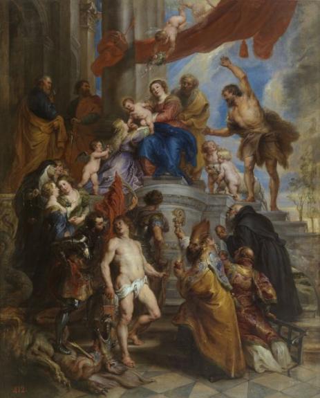 The Holy Family Surrounded By Saints