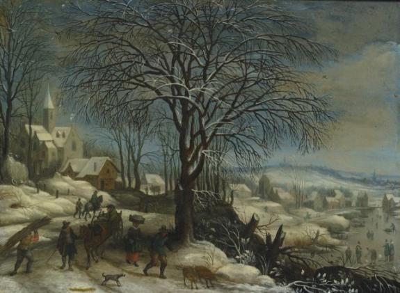 A Winter Landscape With Figures On A Path