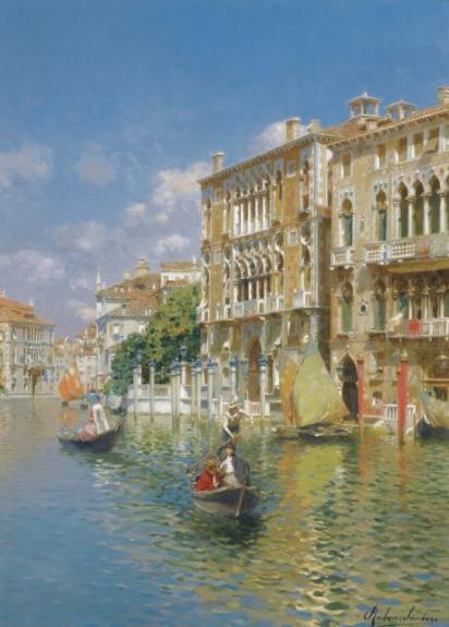 Gondoliers In Front Of The Palazzo Cavalli-Franchetti