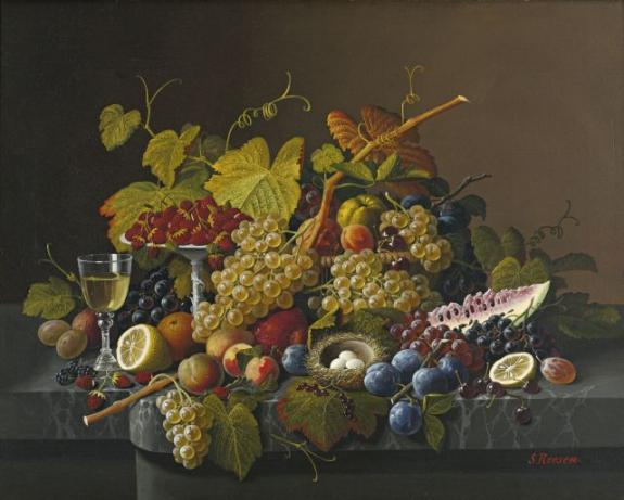 Still Life With Fruit And Bird's Nest