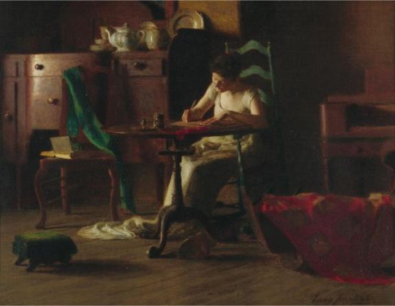 Woman Writting At a Table