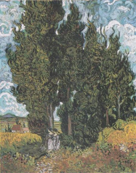 Cypresses With Two Female Figures