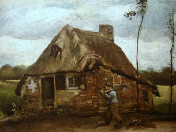 Scene Of A Cottage With A Peasant Coming Back Home