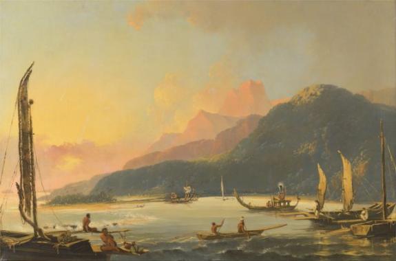 Tahitian War Galleys In Matavai Bay, Tahiti